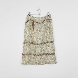 🖤 Vintage | Paisley Skirt with Brown Suede Belt